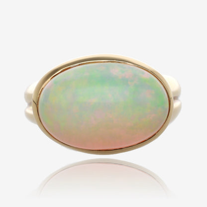 Galaxy Fire: Ethiopian Opal 14K Yellow Gold Cabochon Ring