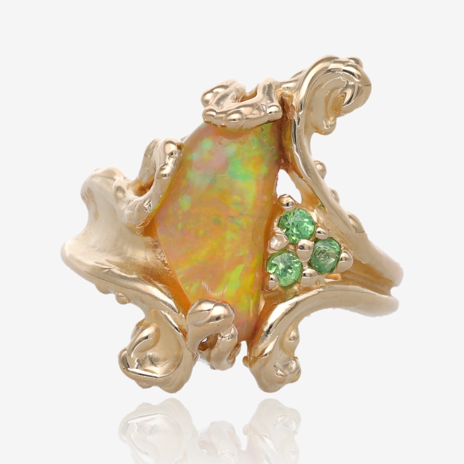 Fiddlehead Ferns Opal Ring in Gold