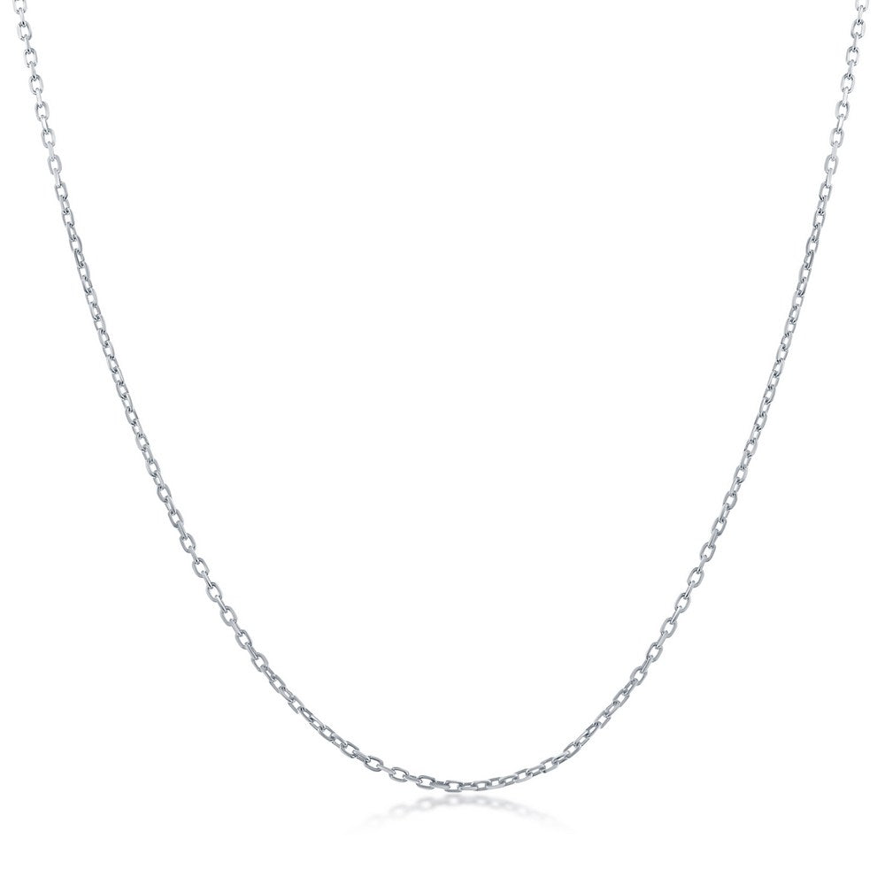 Sterling Silver, 1.2mm Diamond-Cut Cable Chain - Rhodium Plated