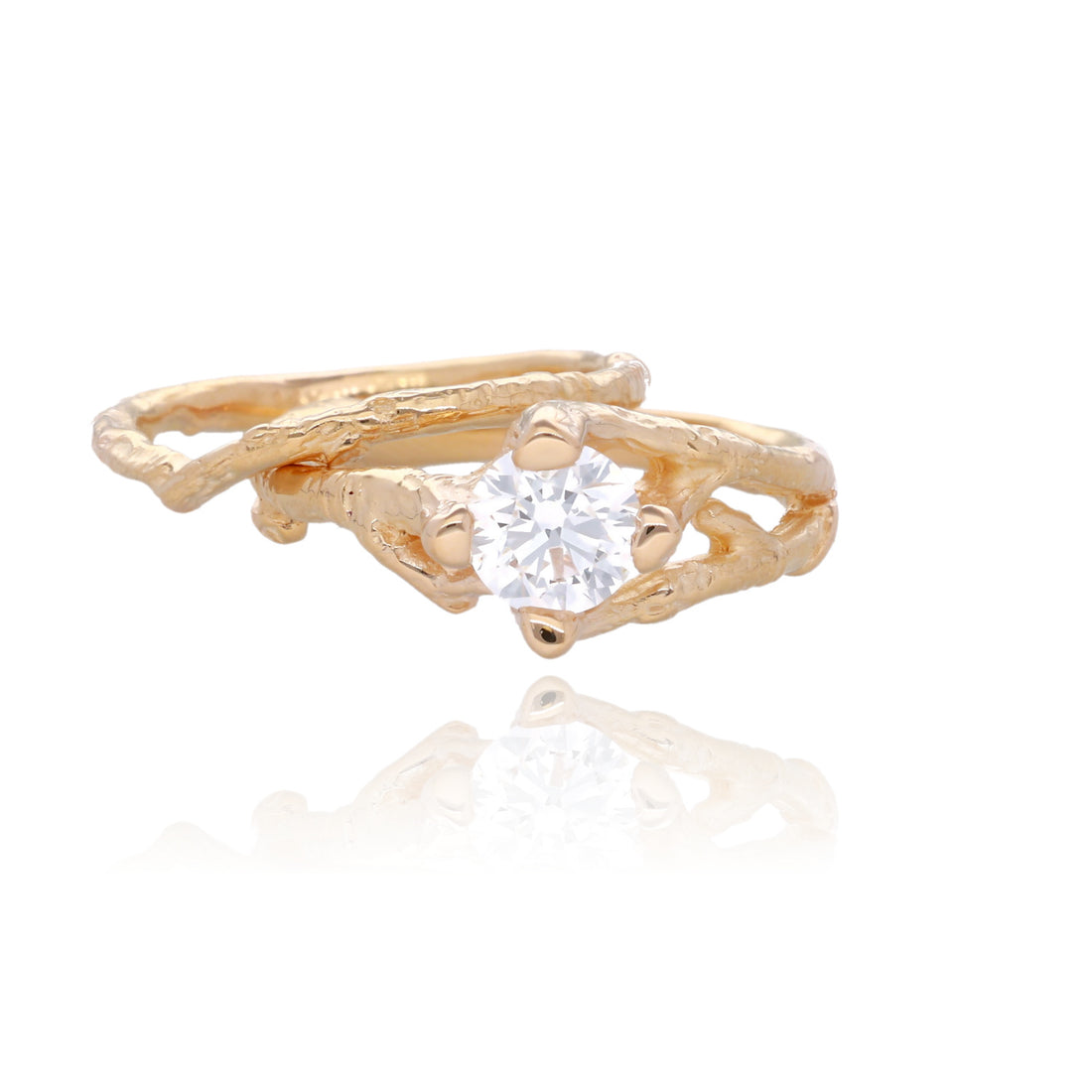 Birch Branch Diamond Yellow Gold Wedding Set