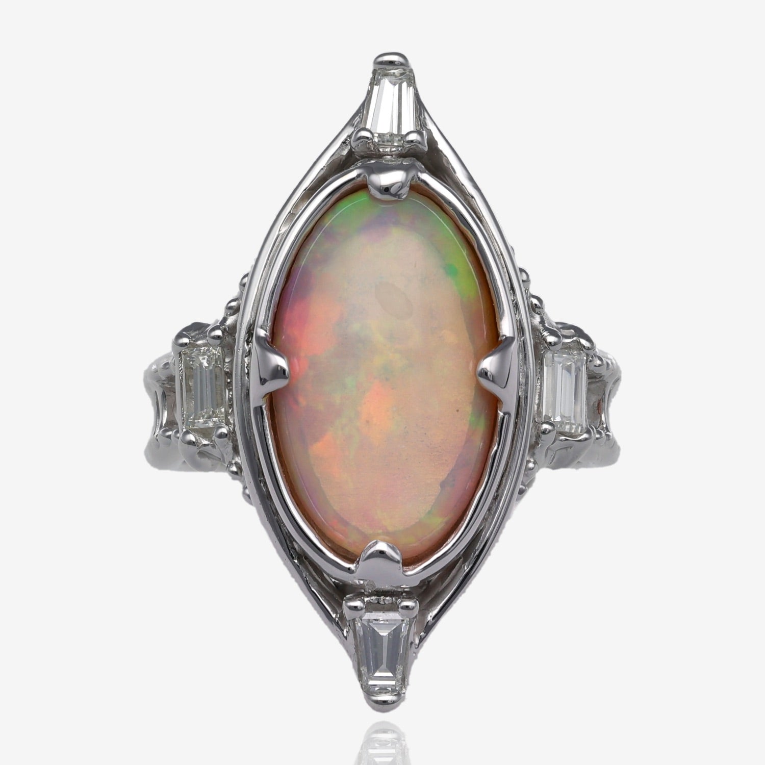 Jolie Opal and Diamond Ring White Gold