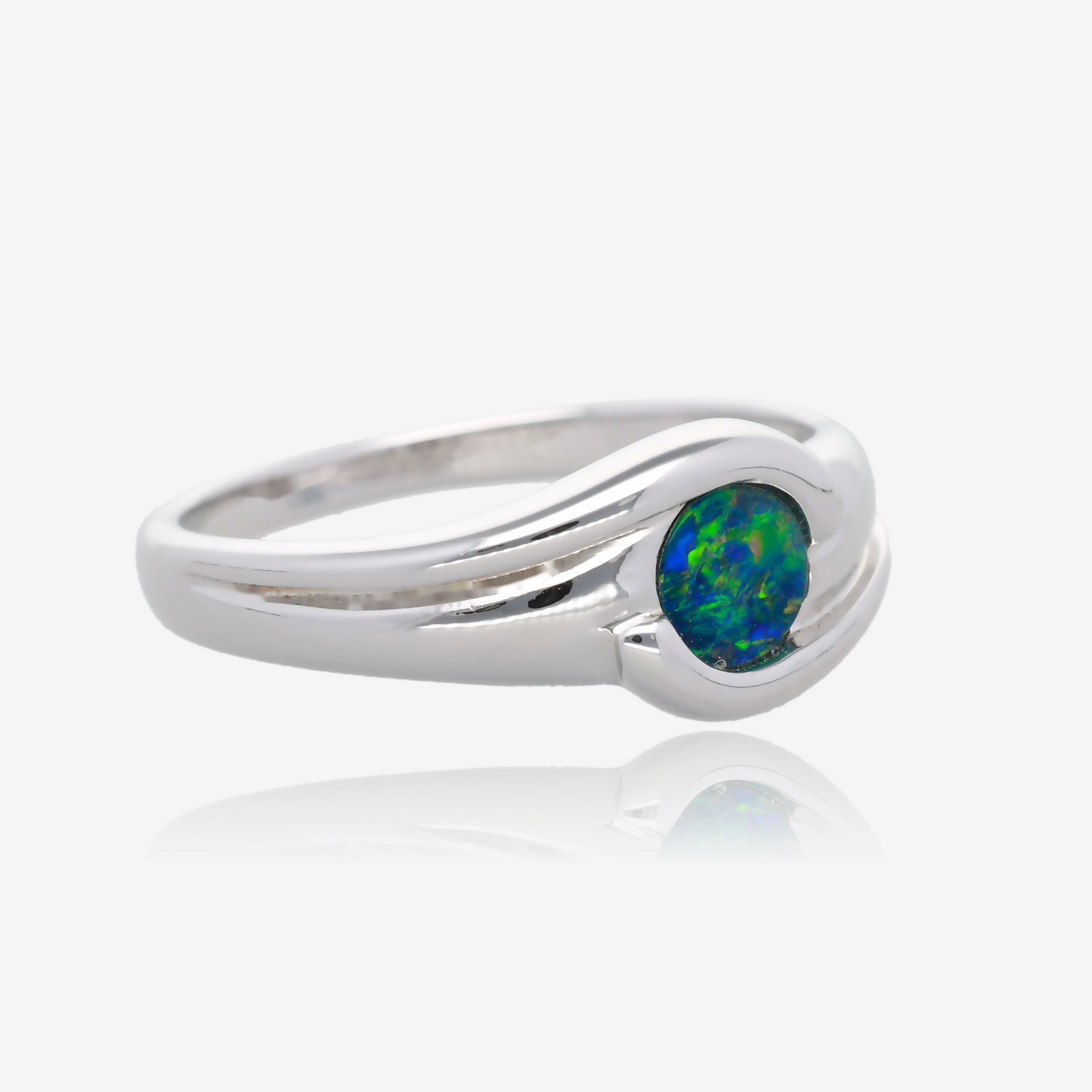 Northern Lights One Of A Kind Freeform Opal Rings in Sterling  Silver