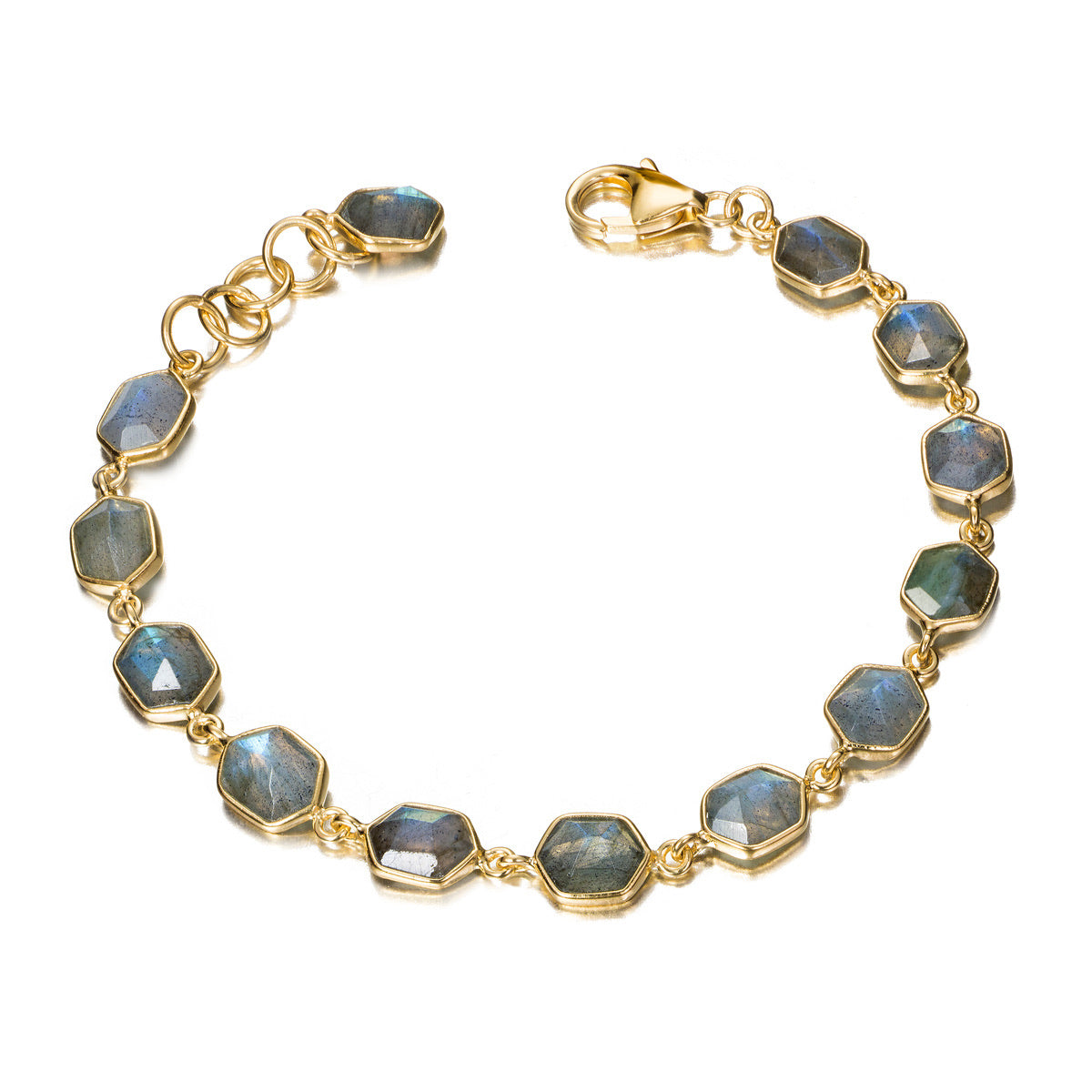 Geo Labradorite Hexagon Bezel Bracelet