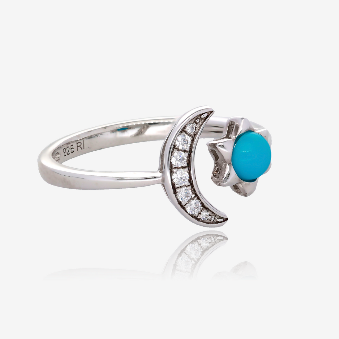 Turquoise Sun and Moon Ring in .925 Sterling Silver