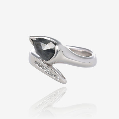 New Day  Black Pear Diamond Wraparound Ring