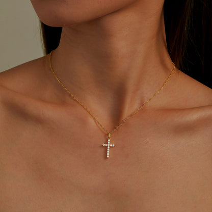 Sparkling Yellow Cross Necklace