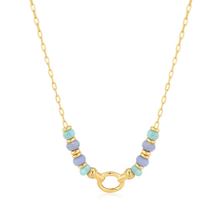 Gold Amazonite and Agate Charm Connector Necklace