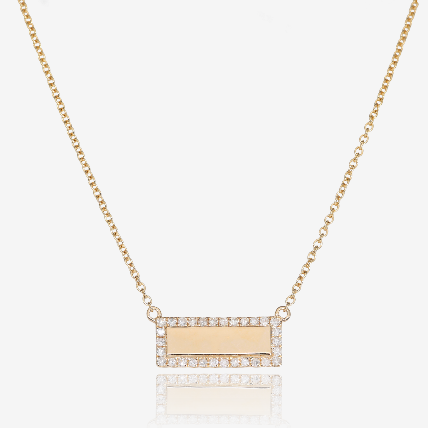 Gold Diamond Framed Bar Station Necklace