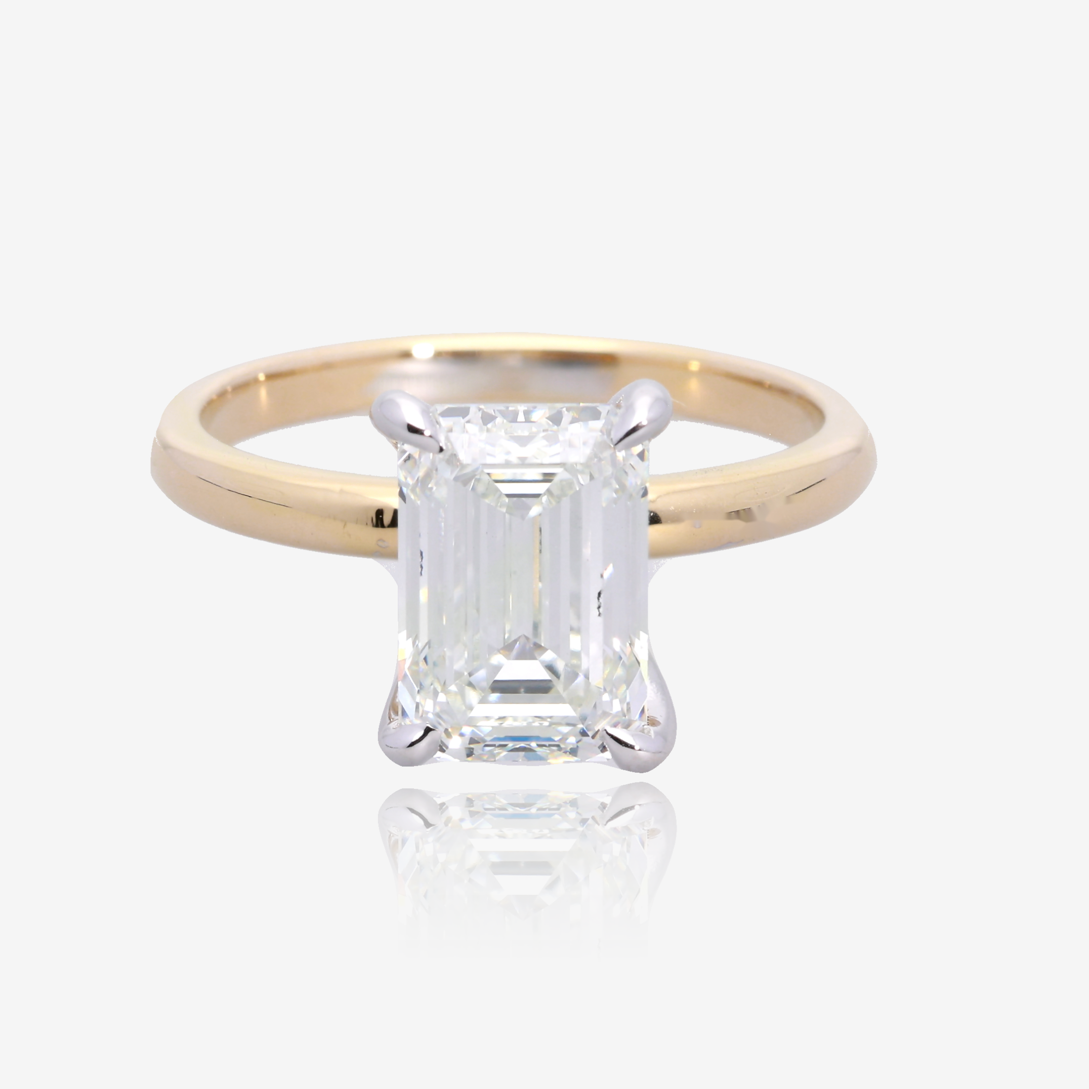 3ct Lab Grown Emerald Cut Diamond Solitaire 14K Yellow Gold