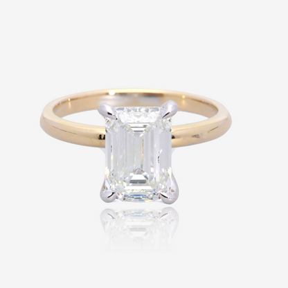 3ct Lab Grown Emerald Cut Diamond Solitaire 14K Yellow Gold