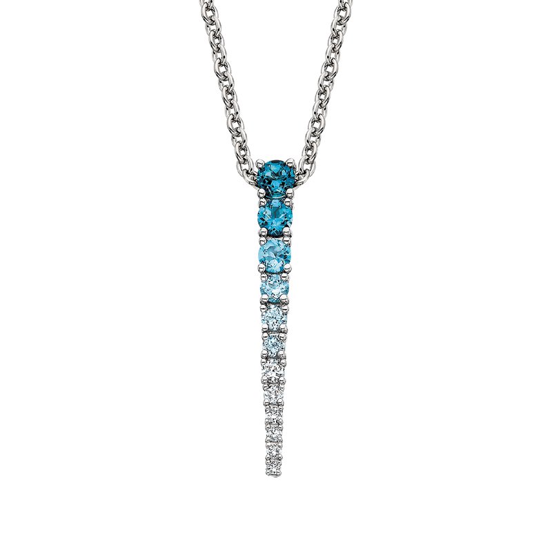 Frozen Blue Icicle Silver Necklace