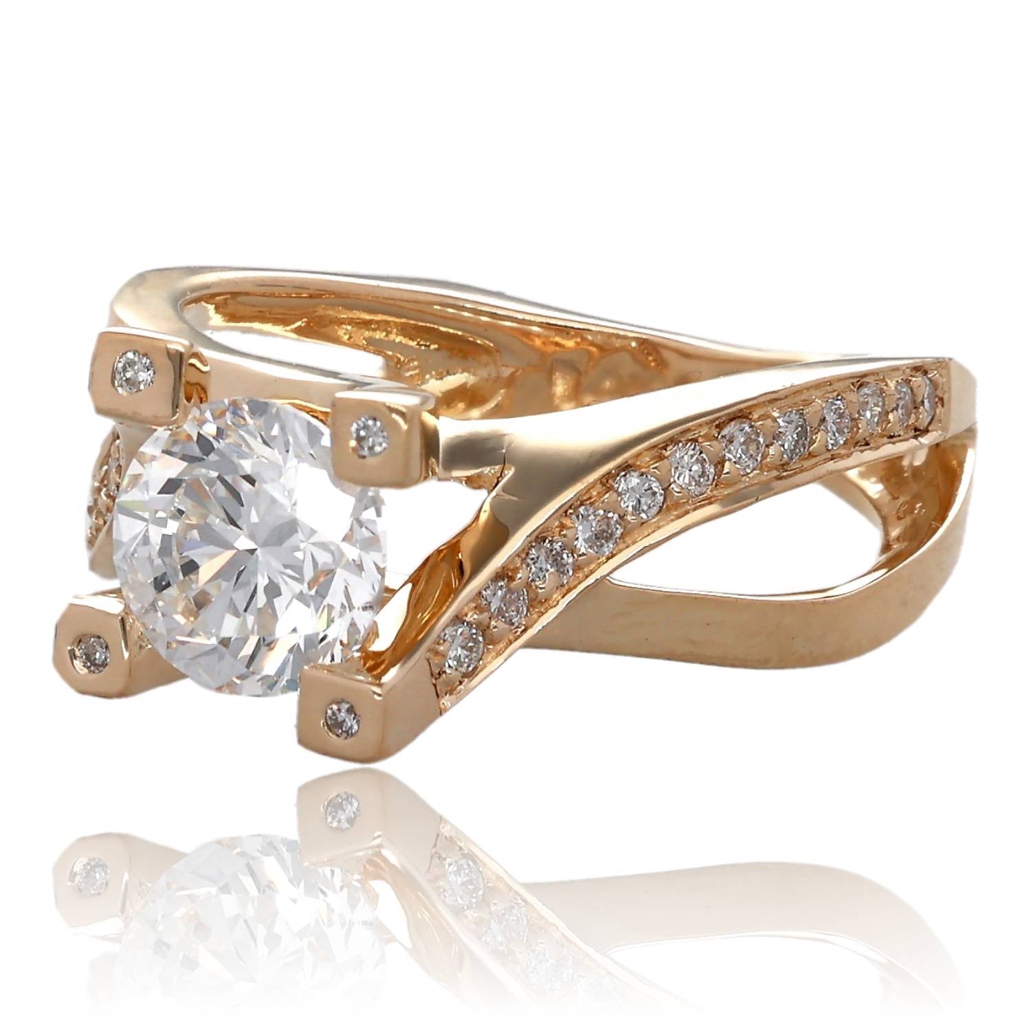 Titan Twist 14K Yellow Gold Diamond Engagement Ring with 1.49 Carat Lab Grown Diamond