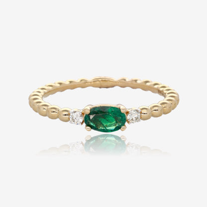 14K Yellow Gold
0.39ct TW Oval Shape Emerald
0.061ct TDW Diamond Accent