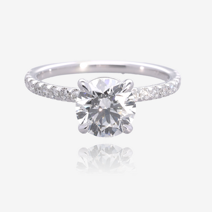 1.5ct Lab Grown Round Diamond Solitaire with Pavé Band 14K White Gold
