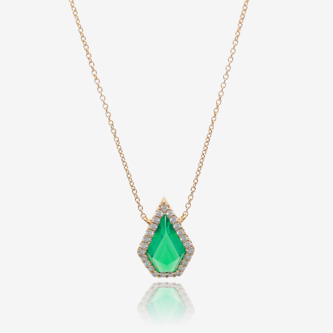 Jolly Green Quartz Gem Kite Shape Pendant