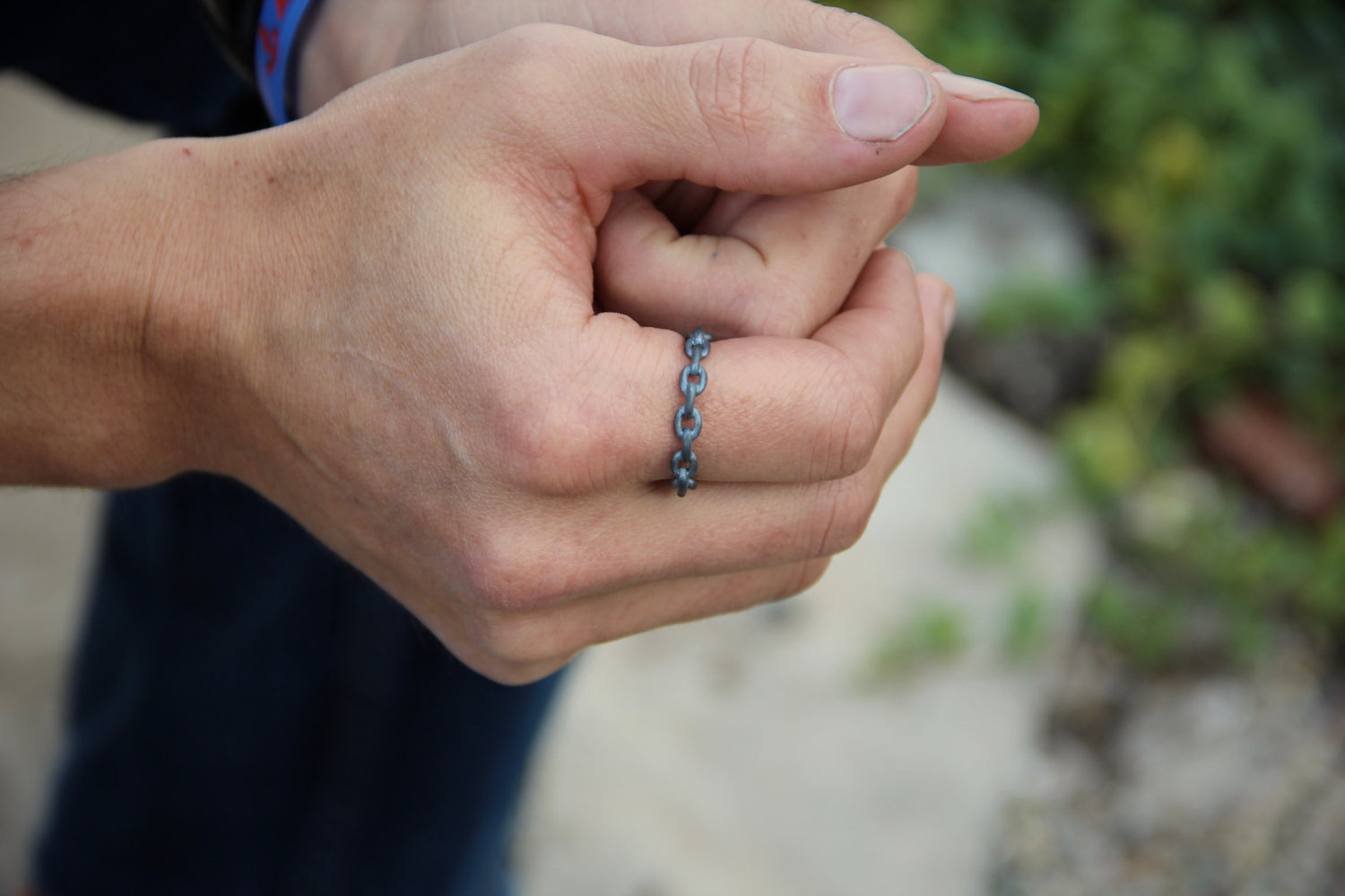 Black Silver Ring, Chain Link Band