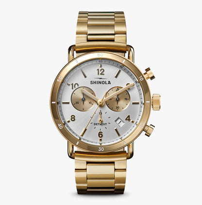 SHINOLA Mens Canfield Sport Chronograph Watch Gold Tone