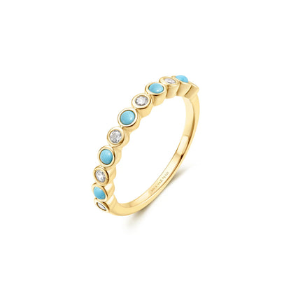 Yellow Bezel Lab Created Turquoise Ring