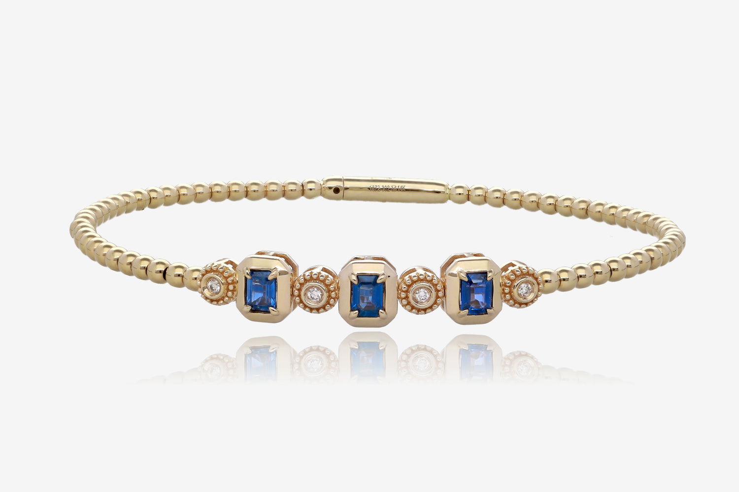 Sapphire and Diamond Flex Bangle in 14K Yellow Gold