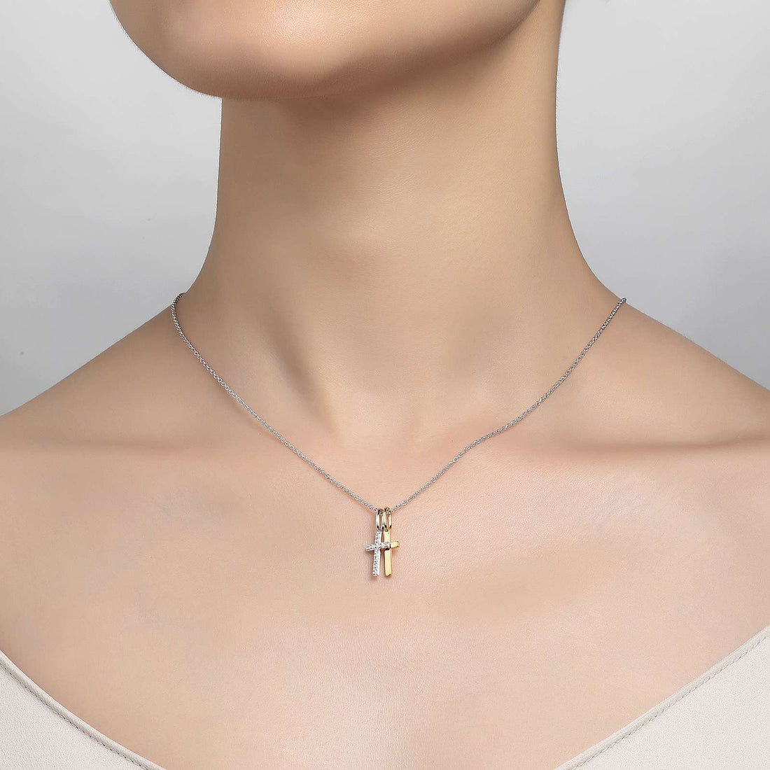 Cross Shadow Charm Pendant Necklace