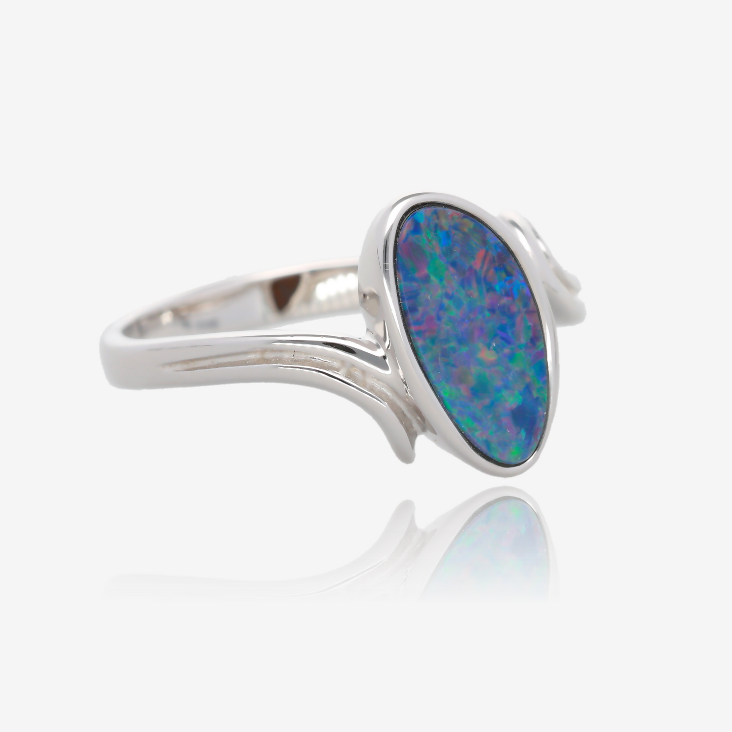 Northern Lights One Of A Kind Freeform Opal Rings in Sterling  Silver