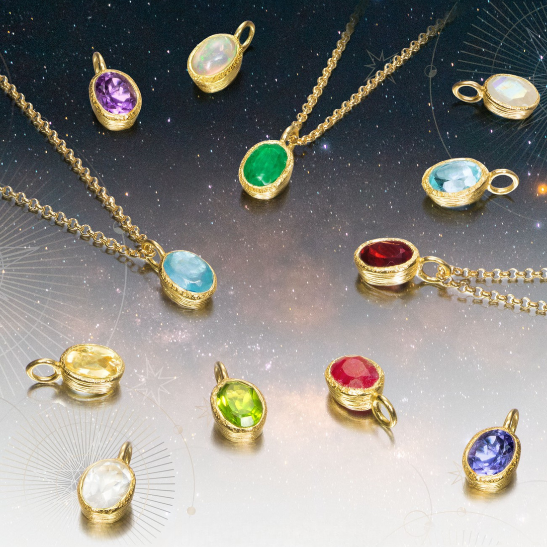 Zen Organic Natural Oval Birthstone Necklace
