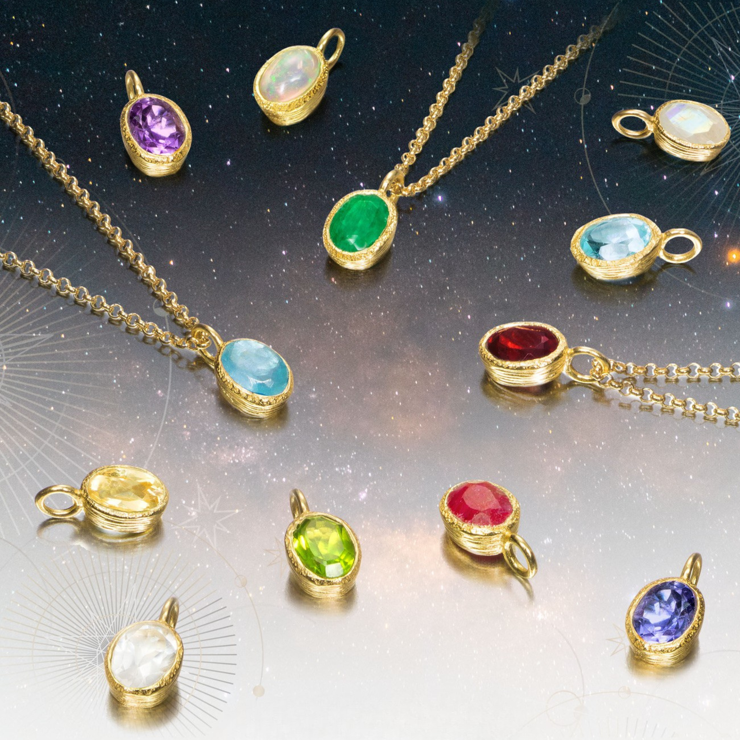 Zen Organic Natural Oval Birthstone Necklace