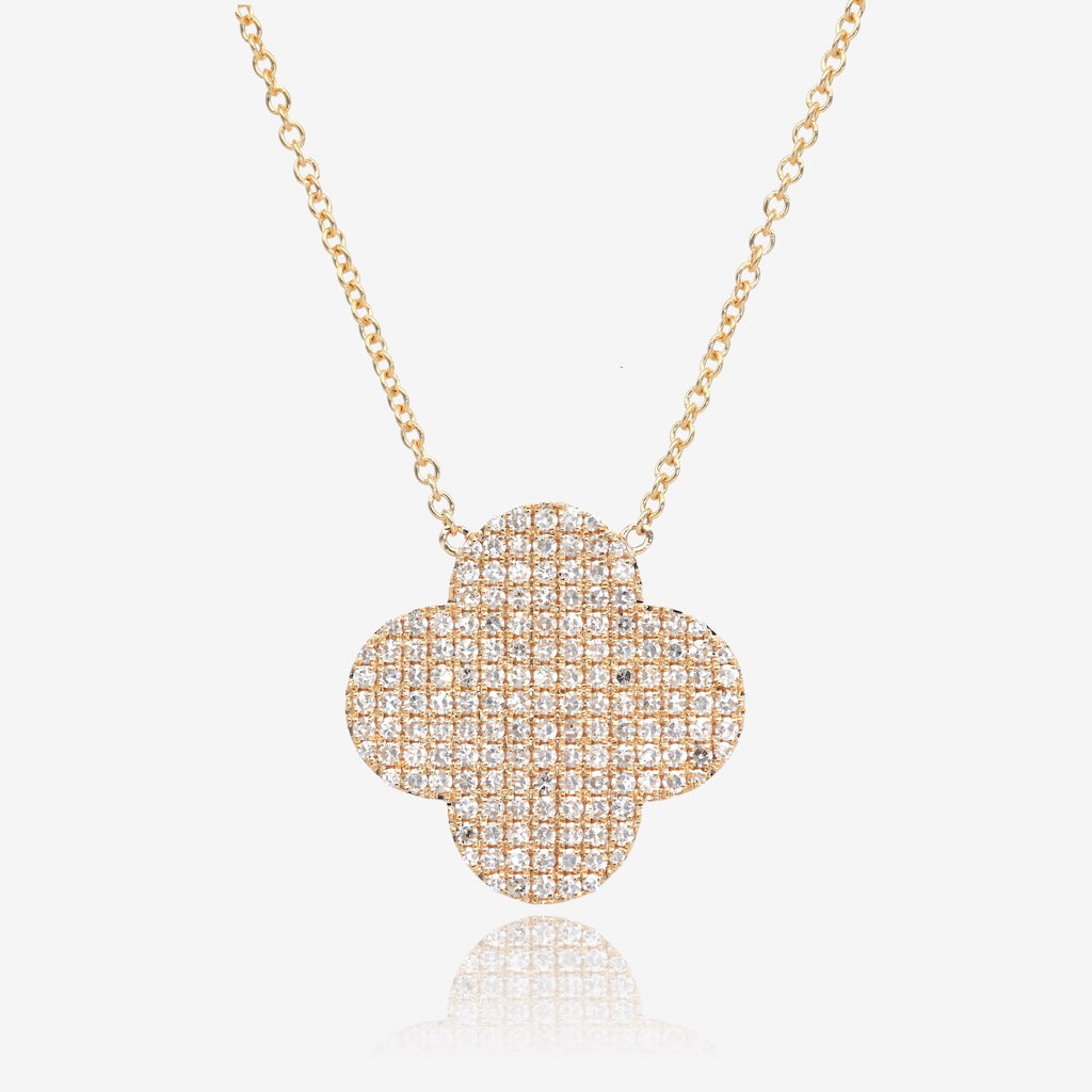 Bold Pavé Diamond Iconic Blossom Gold Necklace