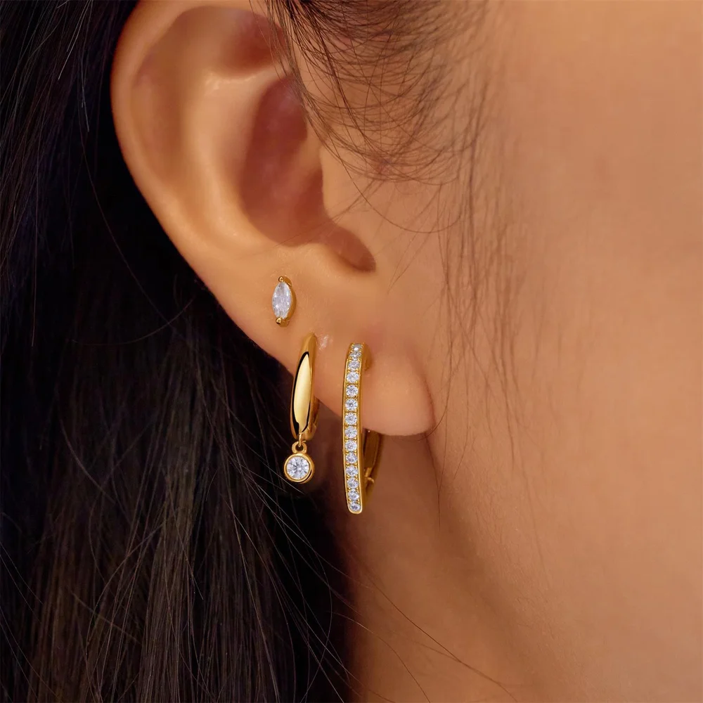 Medium Sparkle Heart Huggie Hoop Earrings