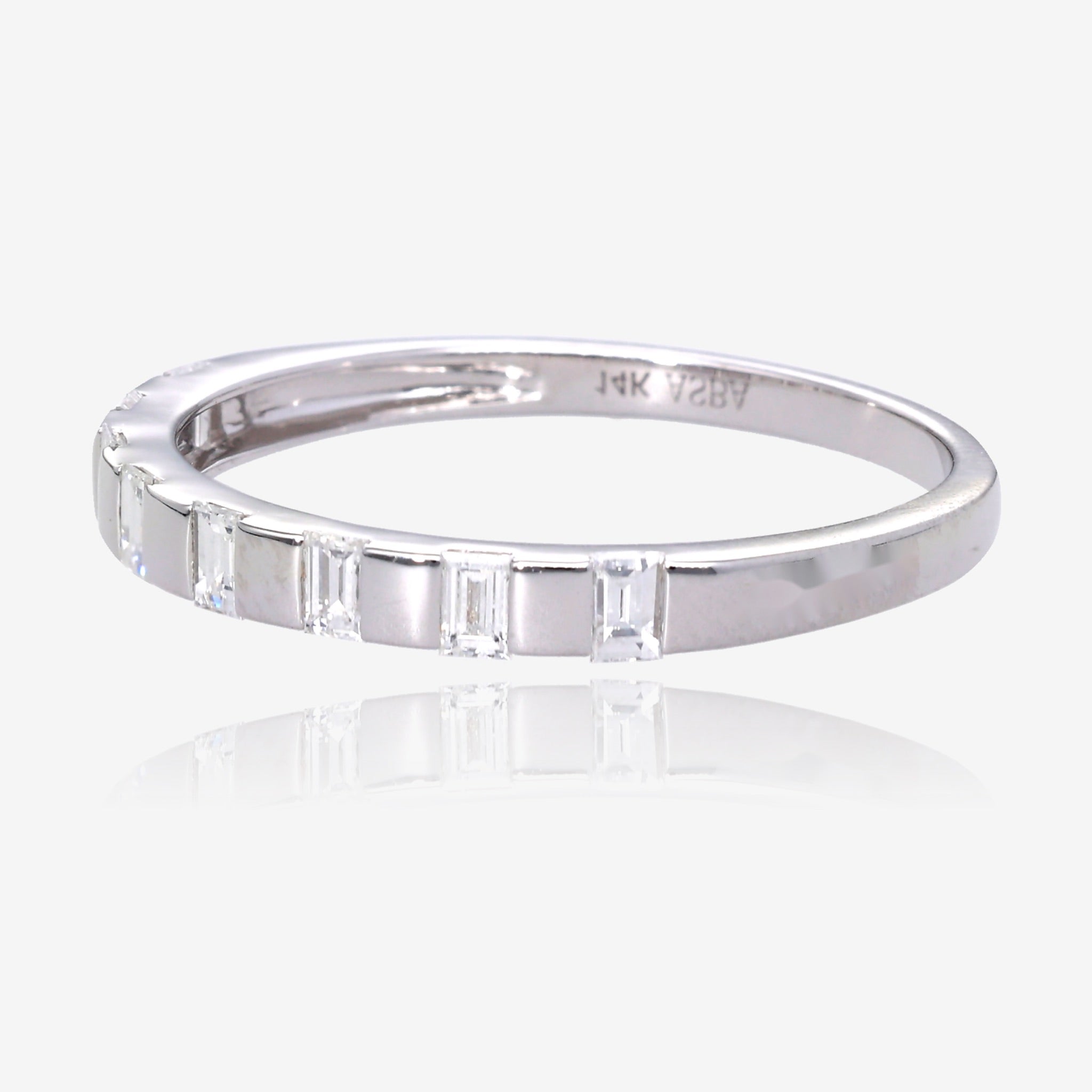 14K White Gold Emerald-Cut Diamond Stackable Band
