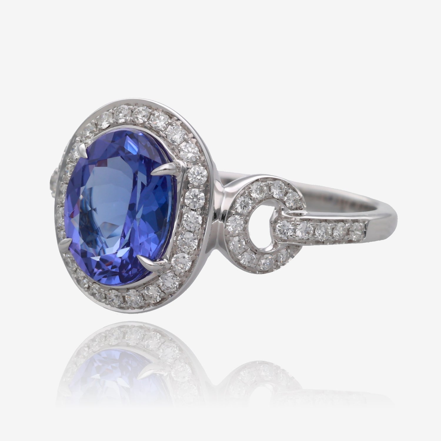 Lady of Nobility Tanzanite and Diamond White Gold Ring