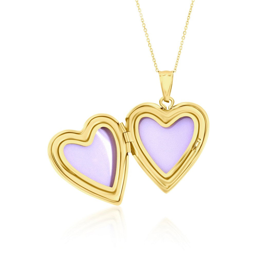 Mother of Pearl 20MM Heart Locket 14K Yellow Gold