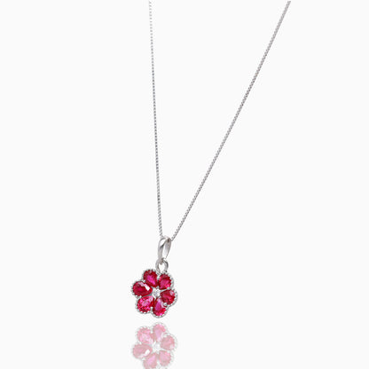 Ruby In Bloom White Gold Necklace