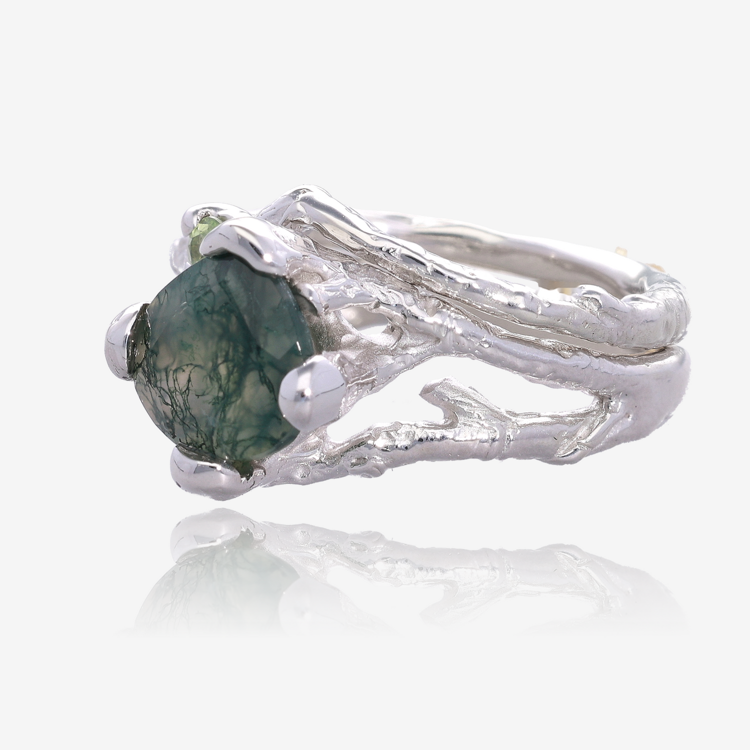 Birch Branch Wedding Set Moss Agate