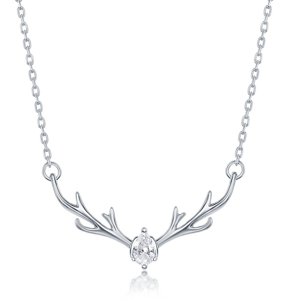 Dear Deer Antler Silver Necklace