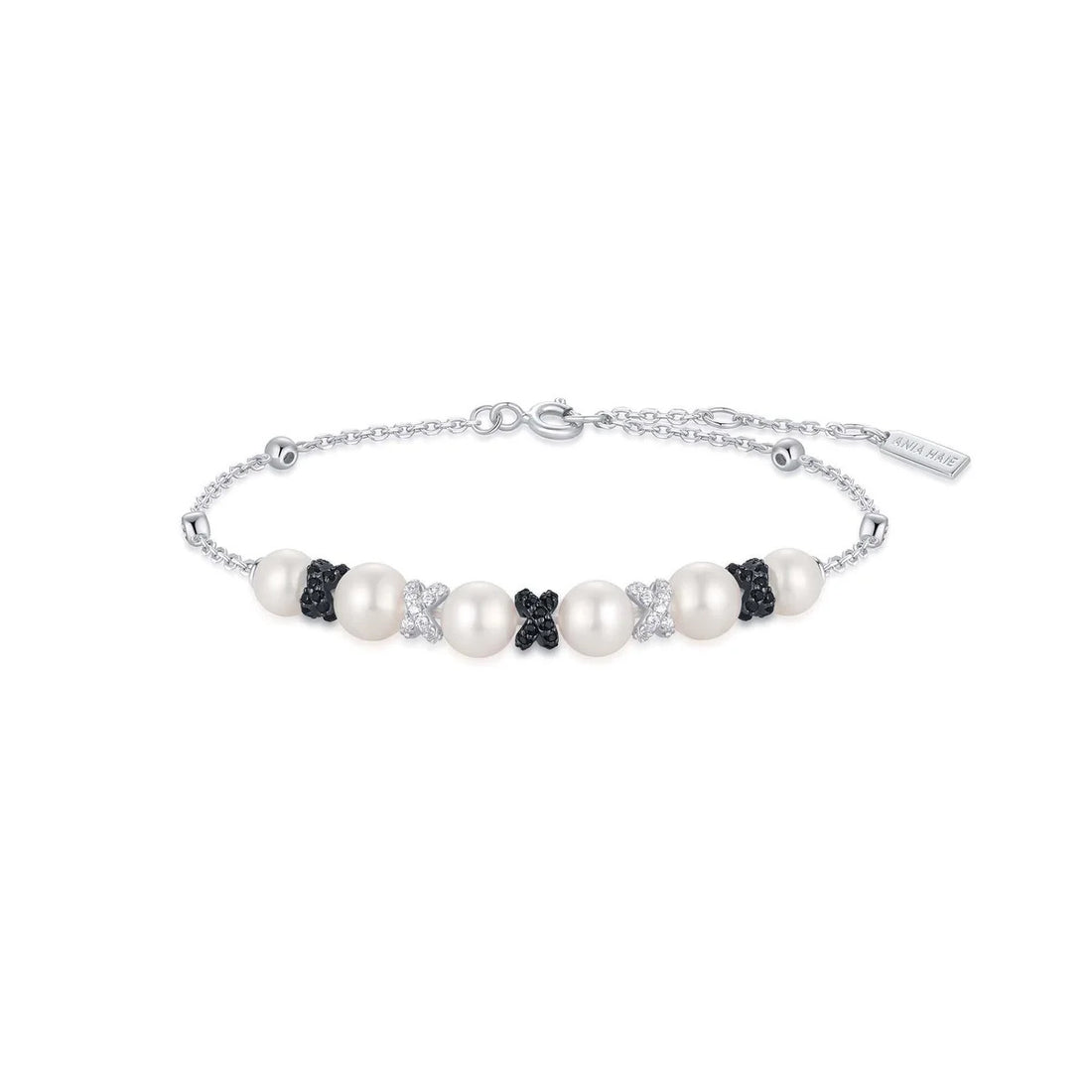 Silver Sparkling Braided Shell Pearl Bracelet
