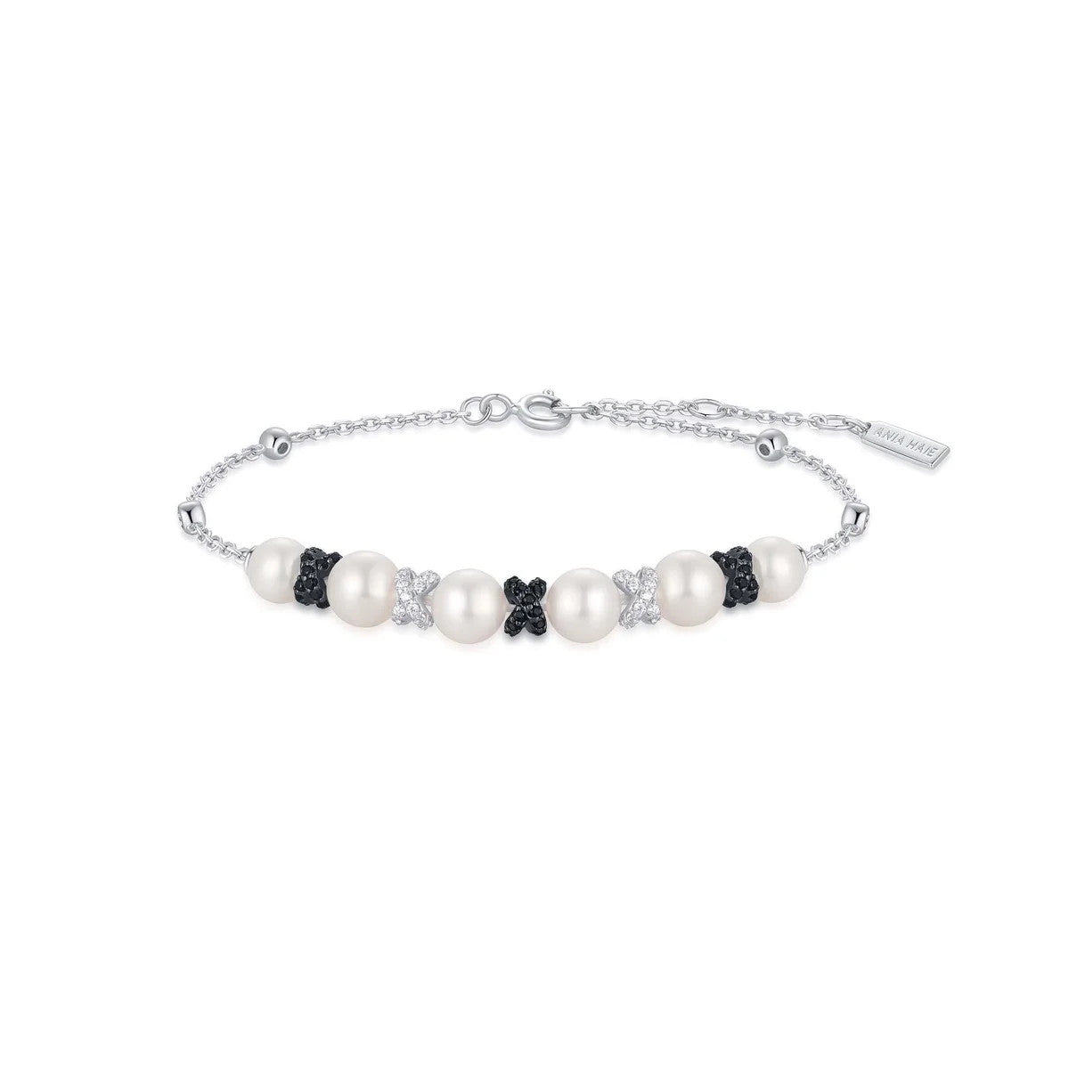 Silver Sparkling Braided Shell Pearl Bracelet