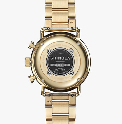 SHINOLA Mens Canfield Sport Chronograph Watch Gold Tone