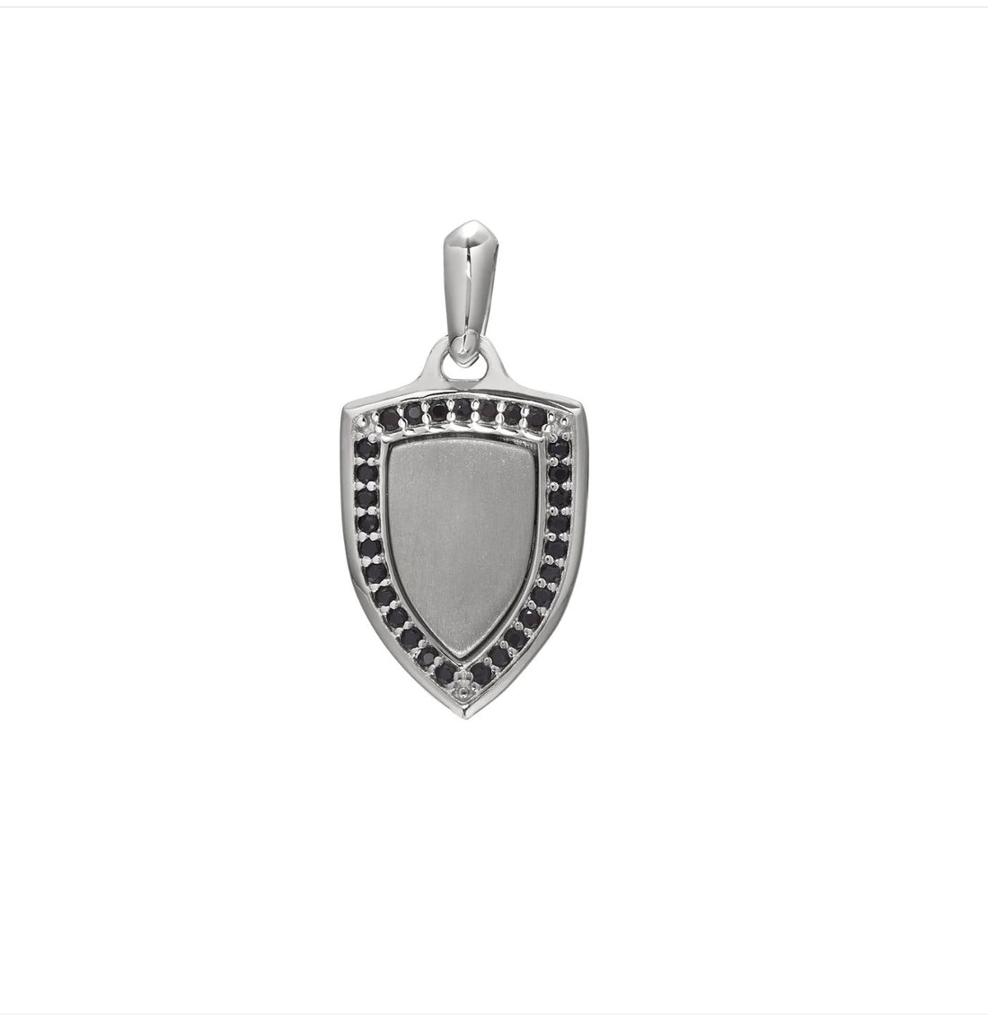 Sterling Silver Shield Pendant W/Black Stones