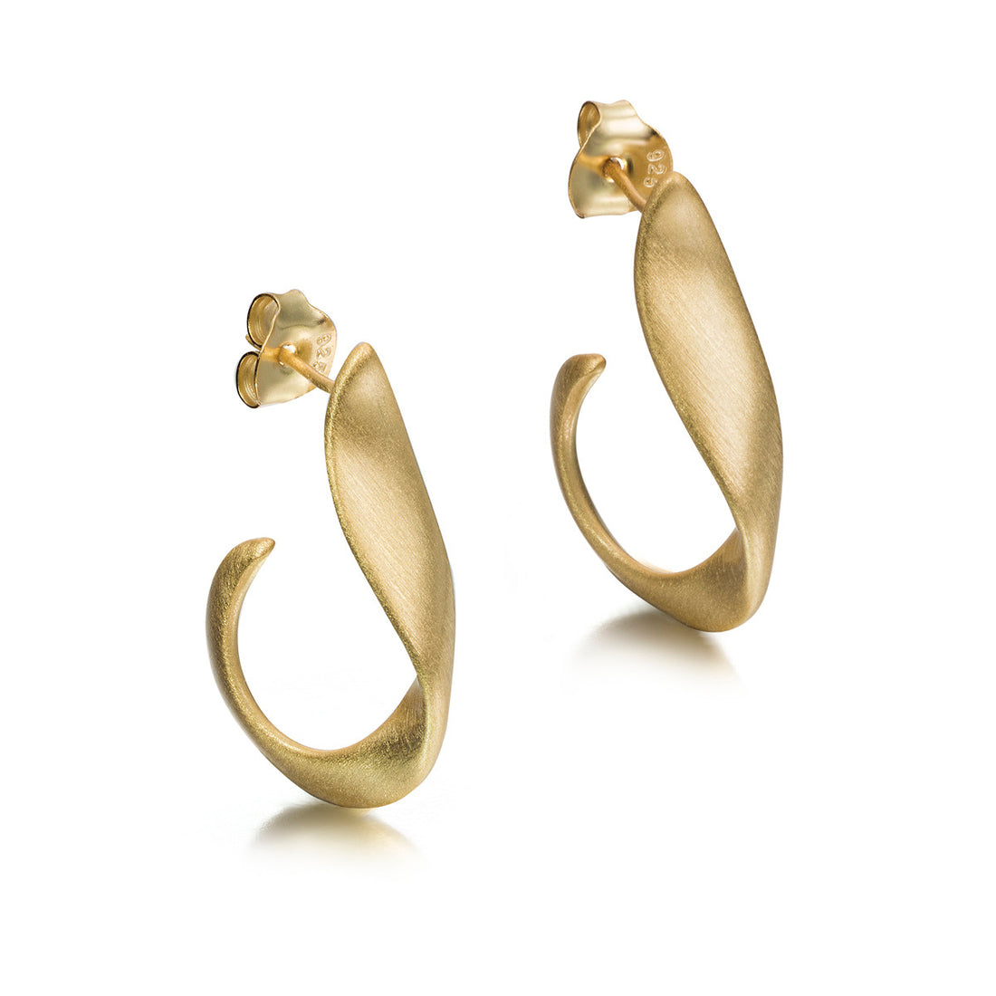 Sweeping Matte Swirl Vermeil Earrings