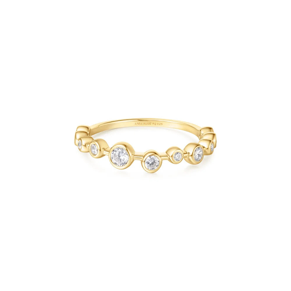 Yellow Bezel Cubic Zirconia Zig-Zag Ring