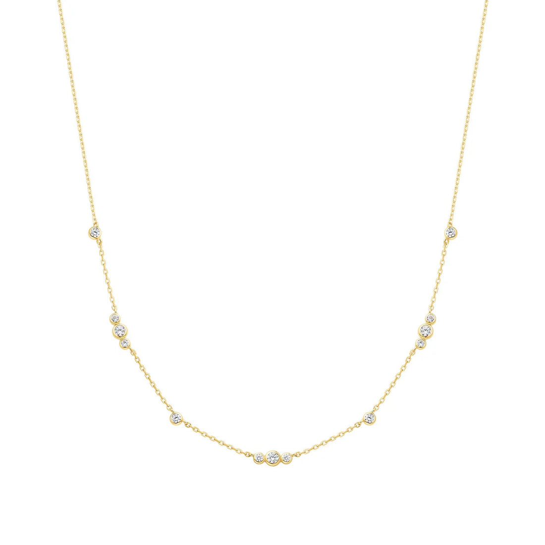 Gold Sparkling Bezel Cubic Zirconia Station Necklace