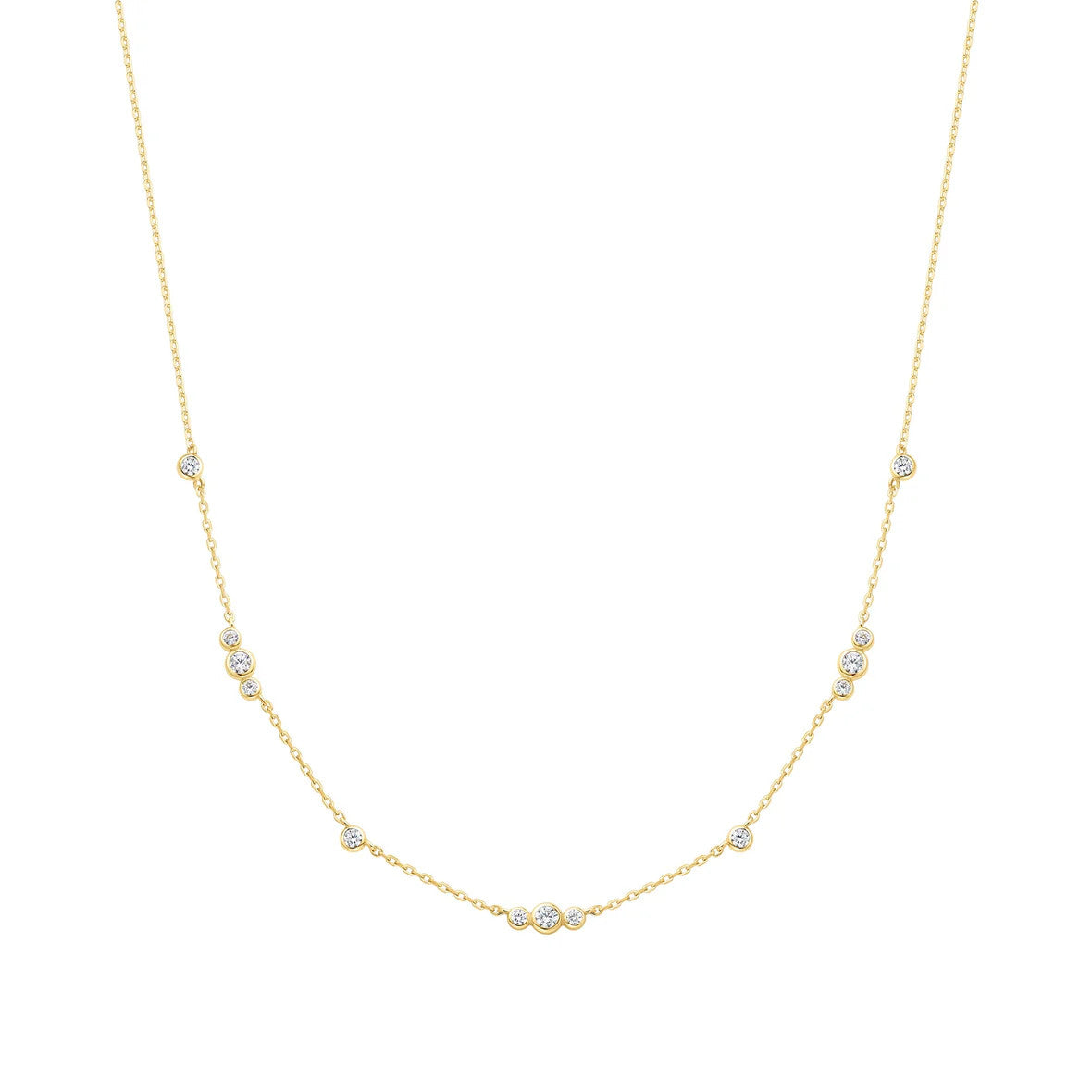 Gold Sparkling Bezel Cubic Zirconia Station Necklace