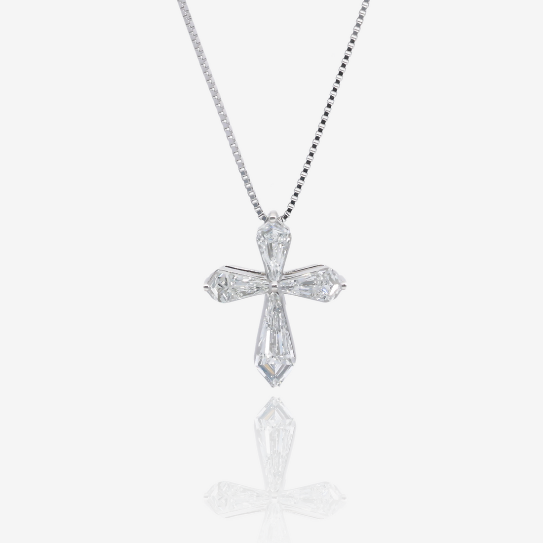 Radiant Shield Diamond Cross Pendant in Platinum