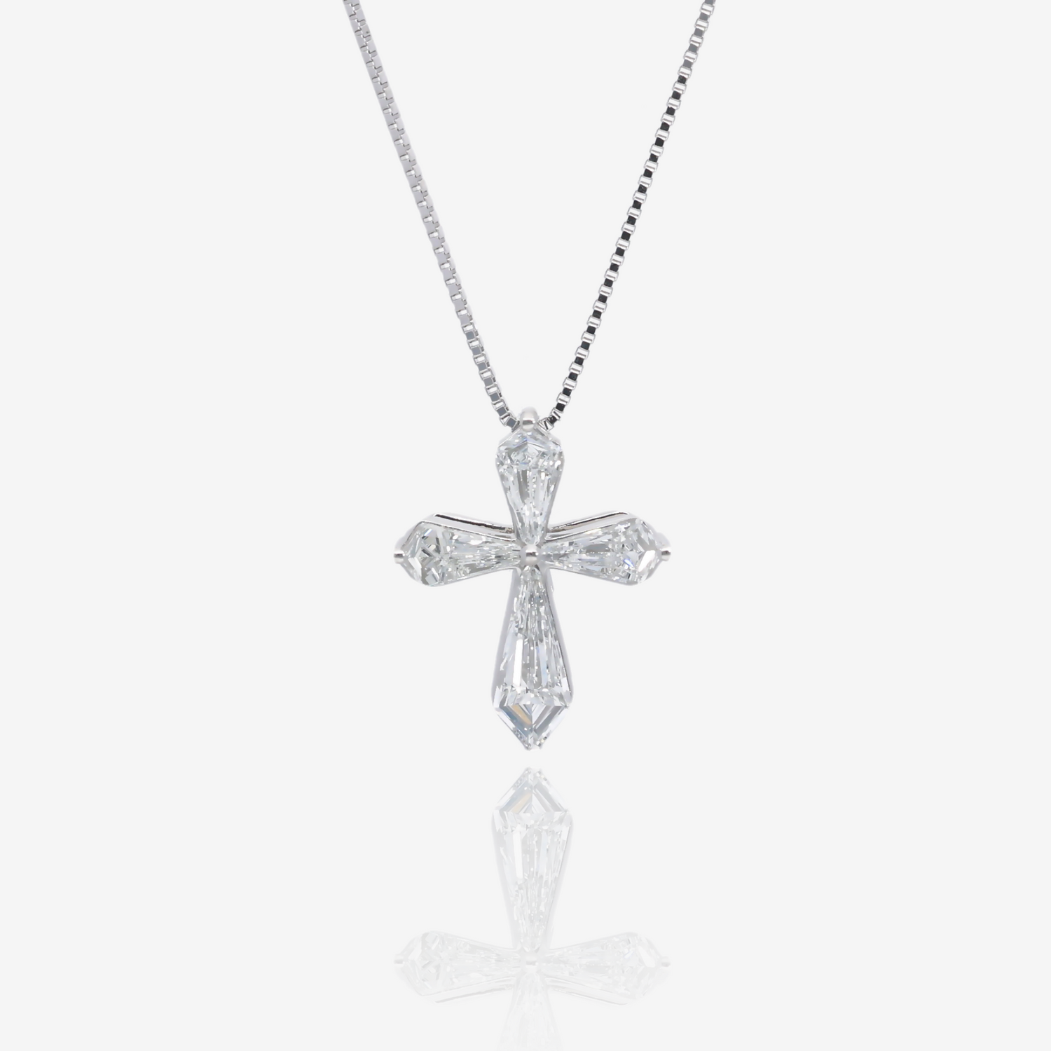 Radiant Shield Diamond Cross Pendant in Platinum