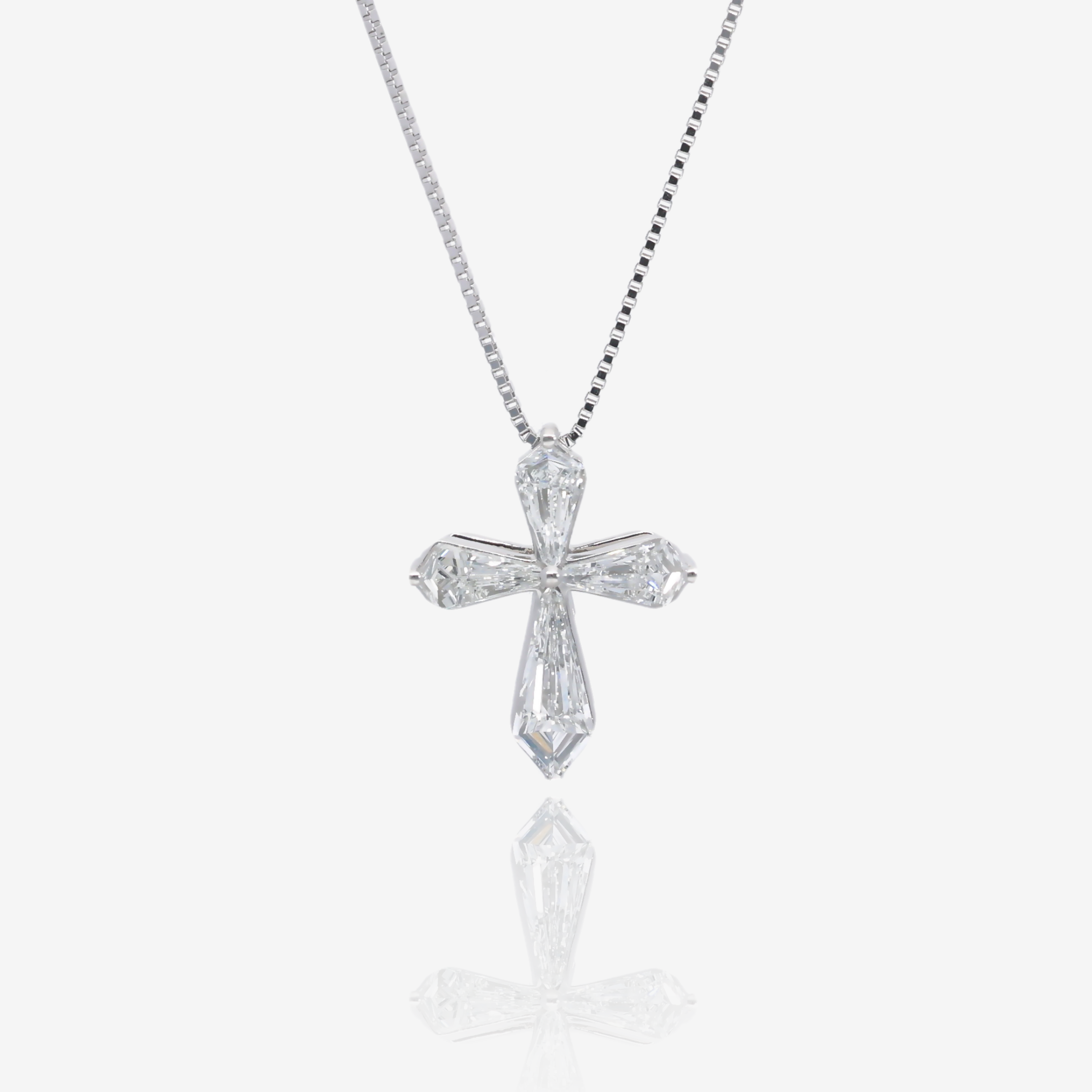 Radiant Shield Diamond Cross Pendant in Platinum