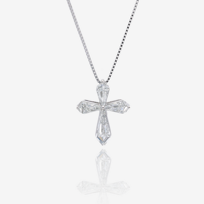 Radiant Shield Diamond Cross Pendant in Platinum