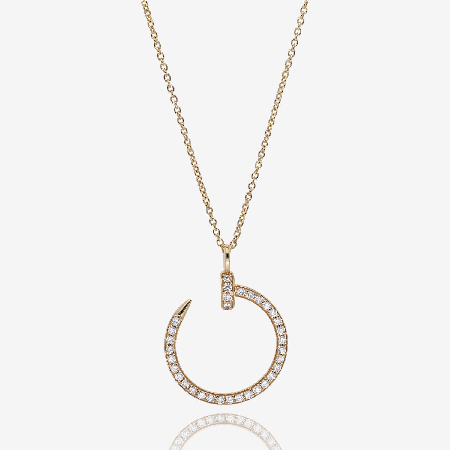Curved Nail Natural Diamond Circle Pendant in 14K Yellow Gold