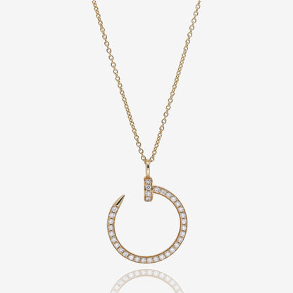 Curved Nail Natural Diamond Circle Pendant in 14K Yellow Gold