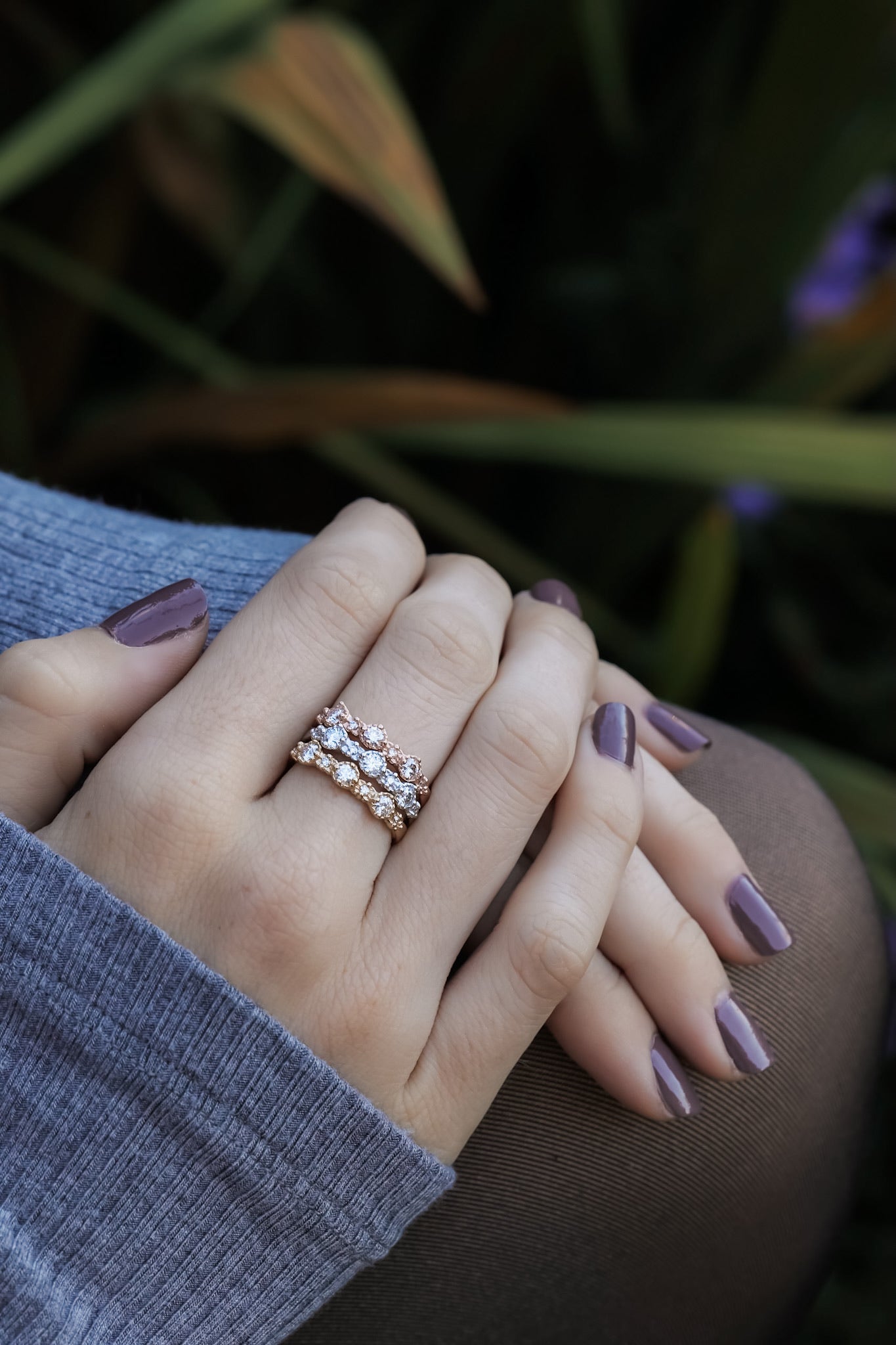 Shimmering Treasure Band Lab Diamond and Rose Gold